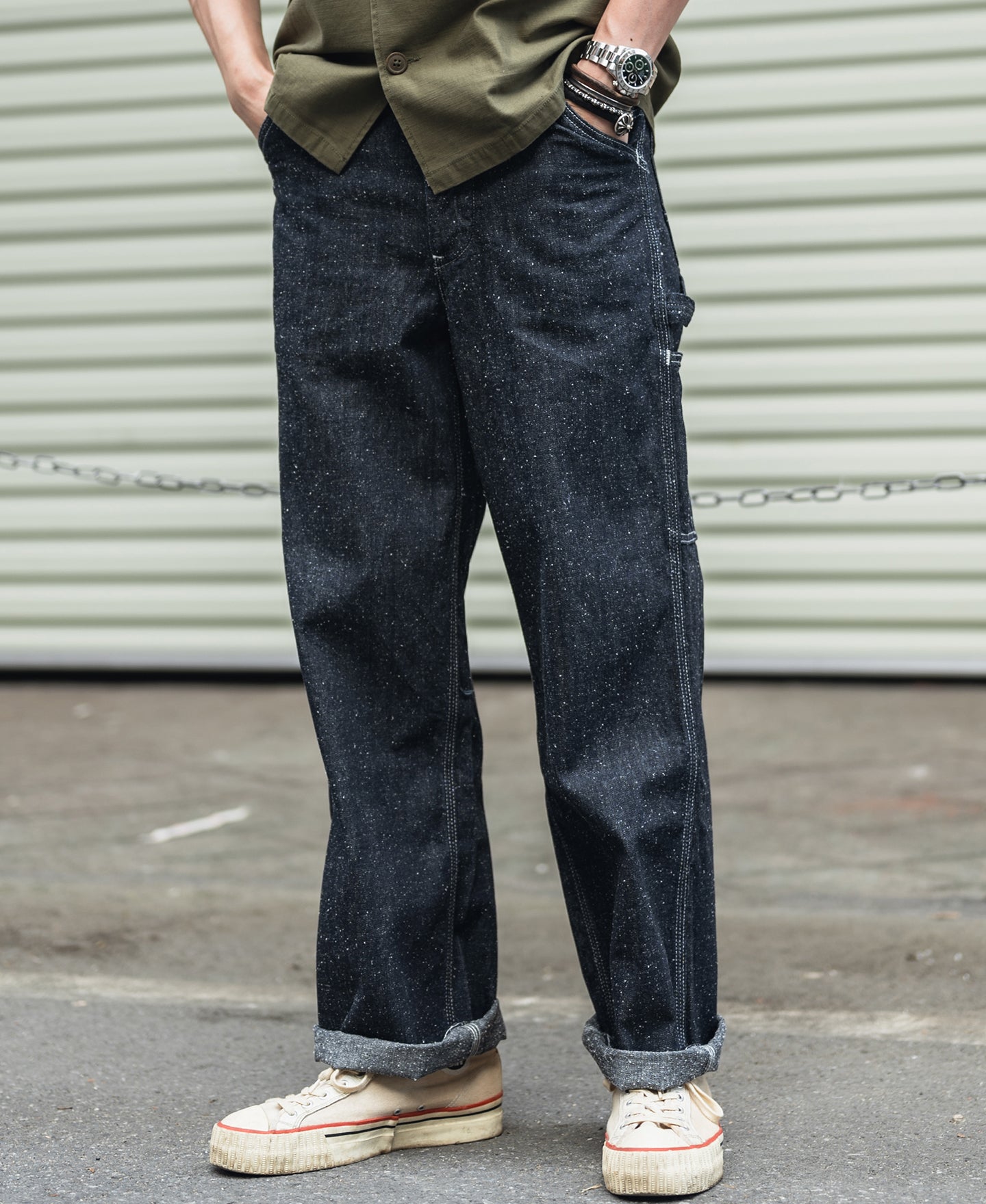 1930s Slub Pearl Yarn Indigo Denim Work Carpenter Pants | Bronson
