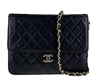 ミニマトラッセ 18㎝ サテン ブラック ゴールド ショルダーバッグ