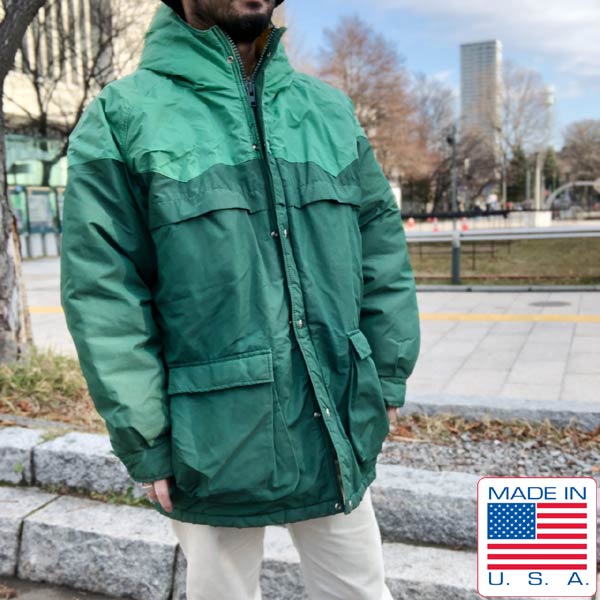 70's USA製 Woolrich ウールリッチ 中綿 ジャケット 緑系 XL ヨーク
