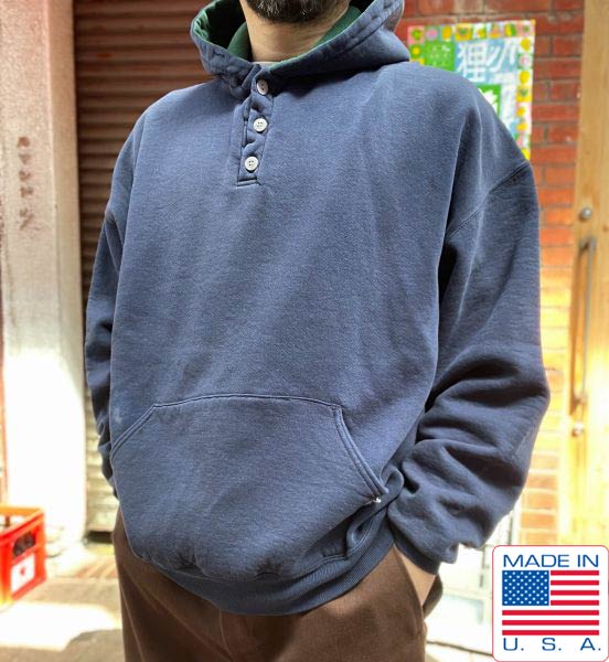 90s USA製 | ラッセル ヘンリーネック プルオーバーパーカー XXL 紺系