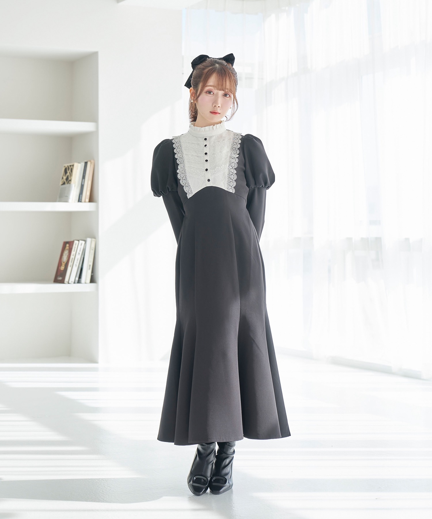 lace maid style dress【black】 – BUNNY APARTMENT