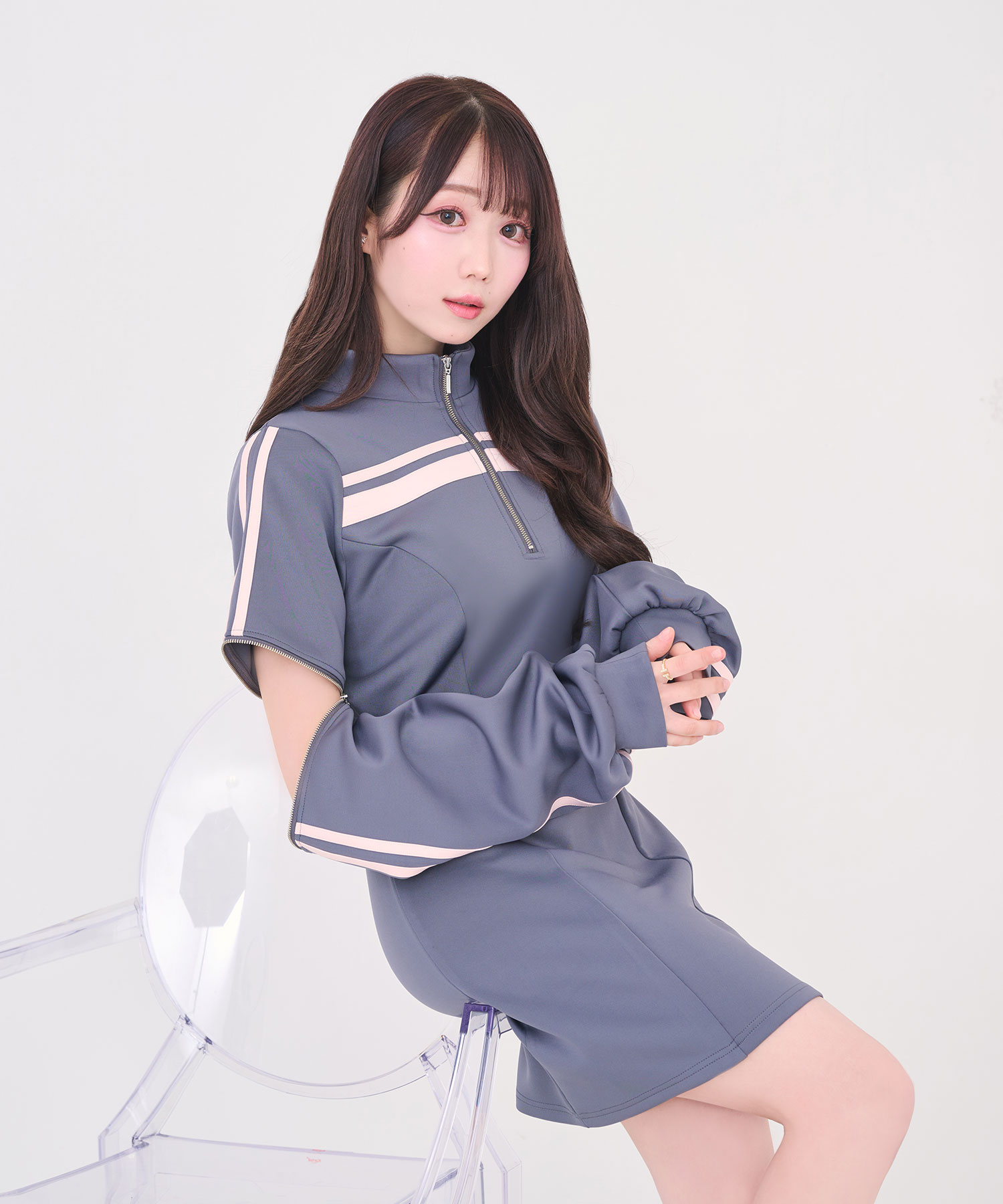 ワンピース andwang Uniform Pleated Mini Onepiece pleats mini