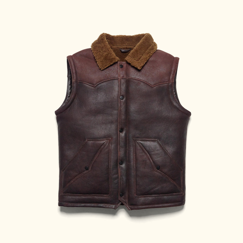 Iconic Leather Shearling Western Vest | Buffalo Jackson