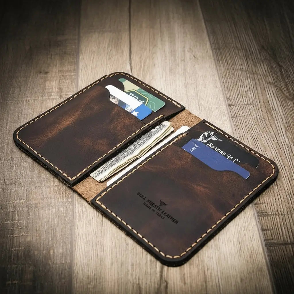 Western Vertical Wallet - Bull Sheath Leather