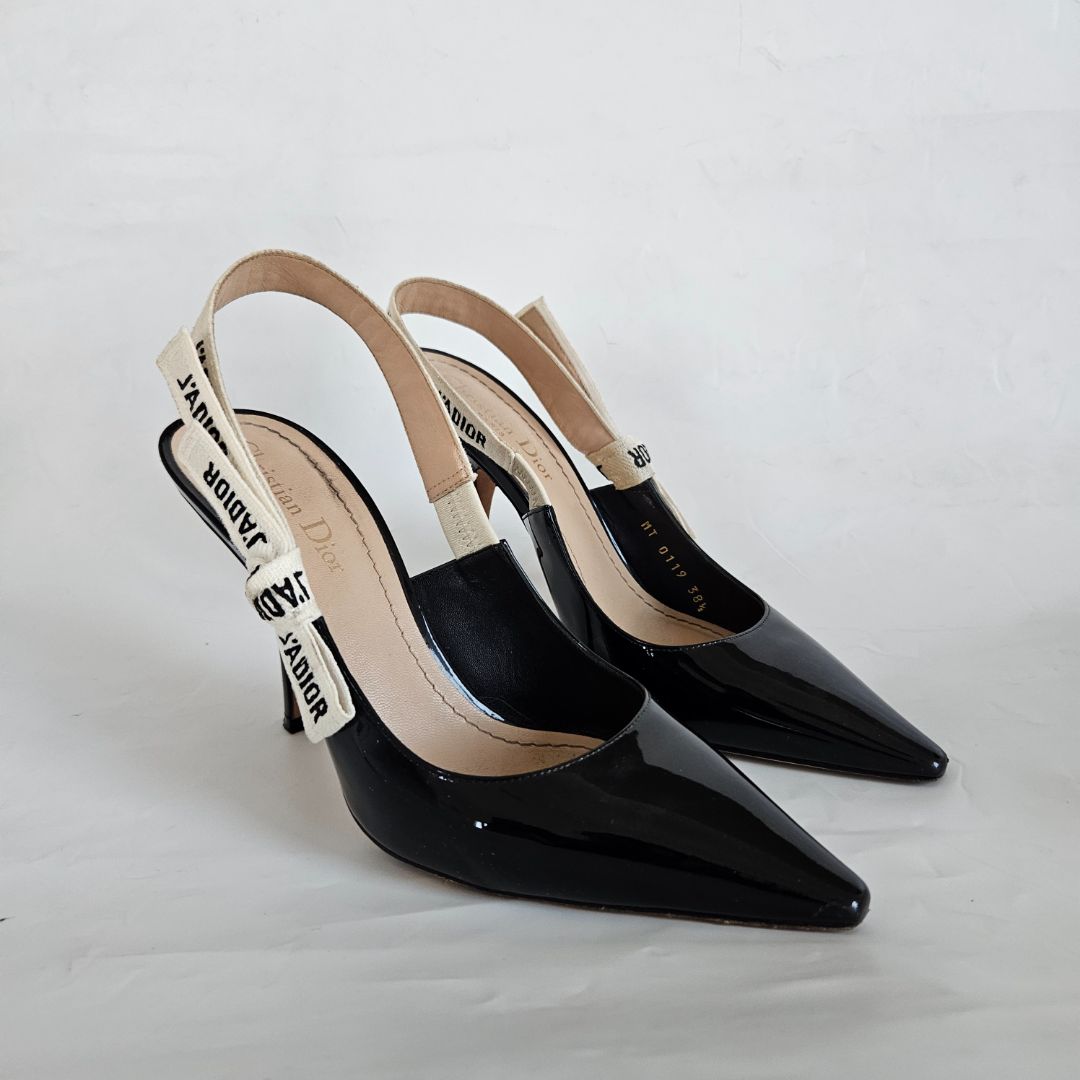 Dior J'adior black leather patent pointed toe pumps - BOPF