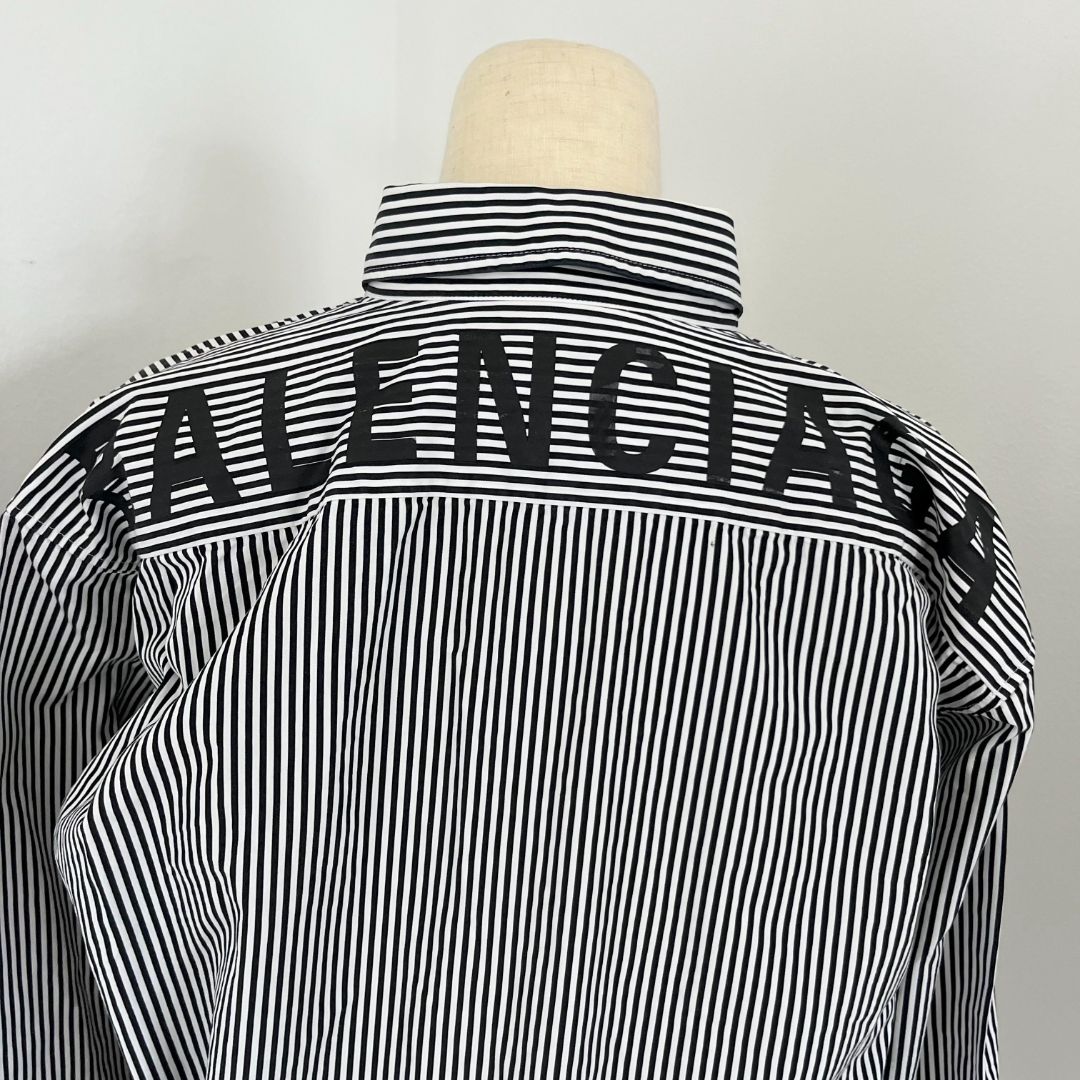 Balenciaga striped oversized shirt with logo on back - BOPF