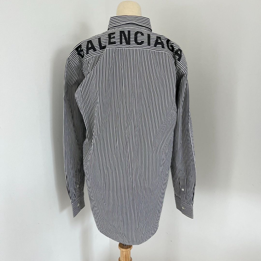 Balenciaga striped oversized shirt with logo on back - BOPF