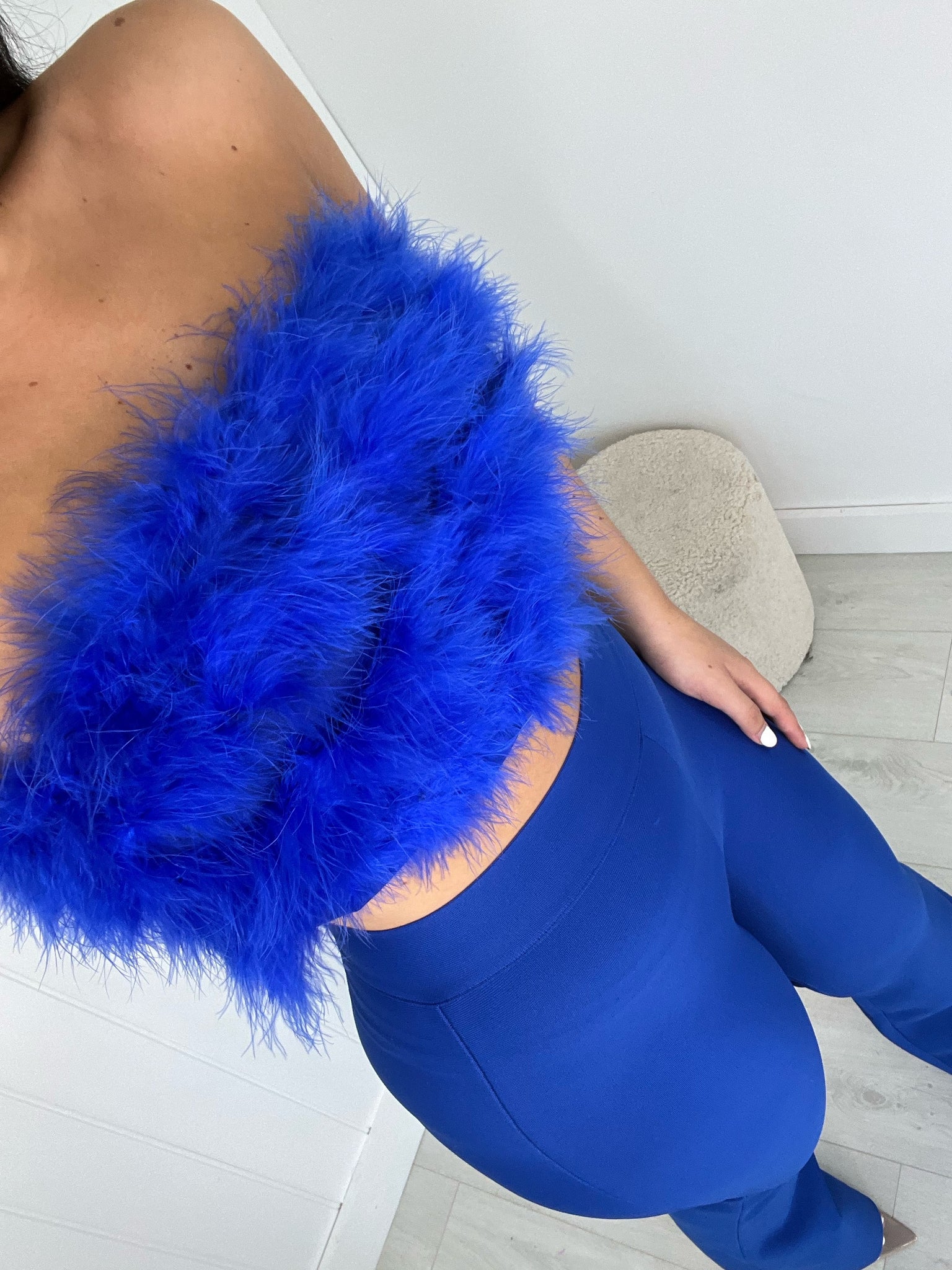 BLUE FEATHER BUST BANDEAU CROP TOP – bymollie