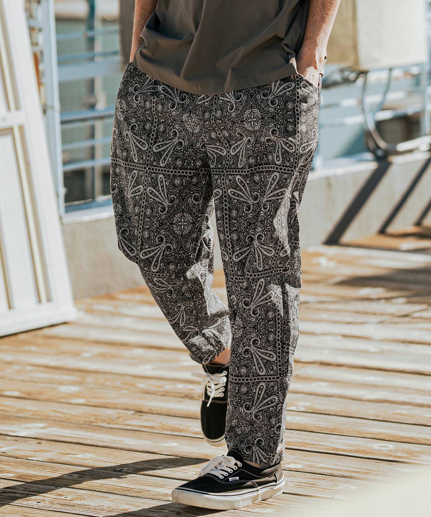 CAMBIO(カンビオ)】ペイズリー総柄サルエルショートパンツ(CMB-R0132