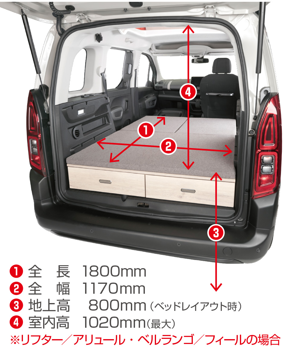 スライディングベッドキット｜シトロエン・ベルランゴ専用／プジョー