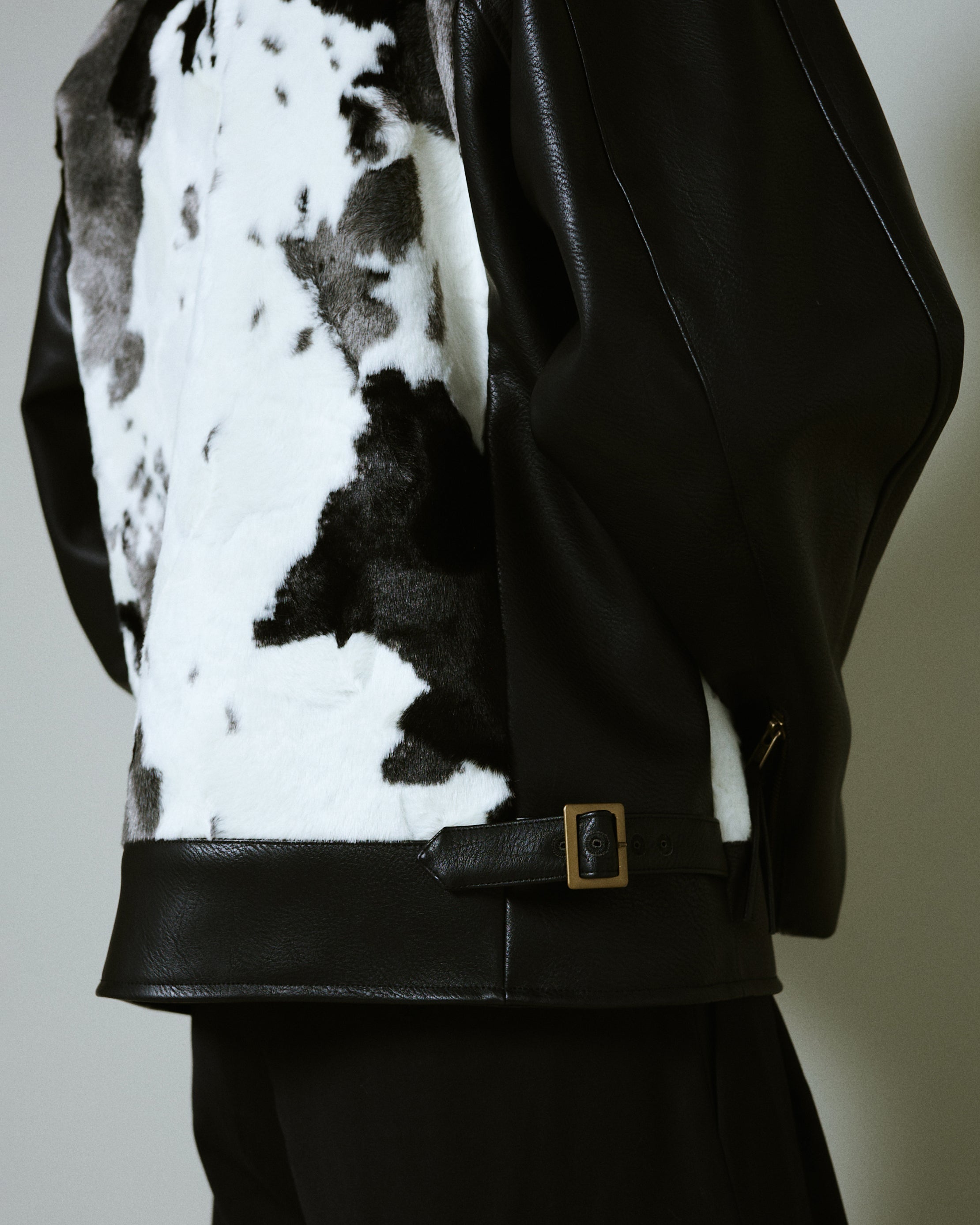 FAUX HAIRCALF LEATHER JACKET – CAMPHOR WOOD - OFFICIAL ONLINE