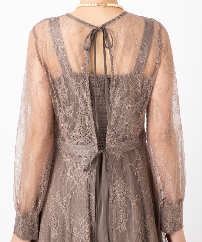 Aimer エメ ロングレース2WAYドレス ブラウン系 x ベージュ系 | 結婚式