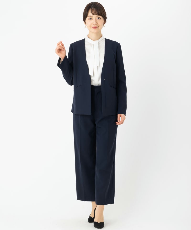 OPAQUE.CLIP 【スーツ3点SET】ノーカラーVネックジャケット&ワイド