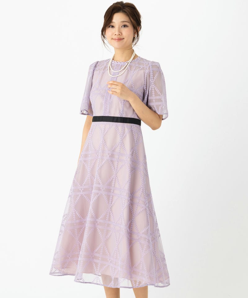 CELFORD セルフォード プレイドパターンチュールドレス グリーン系