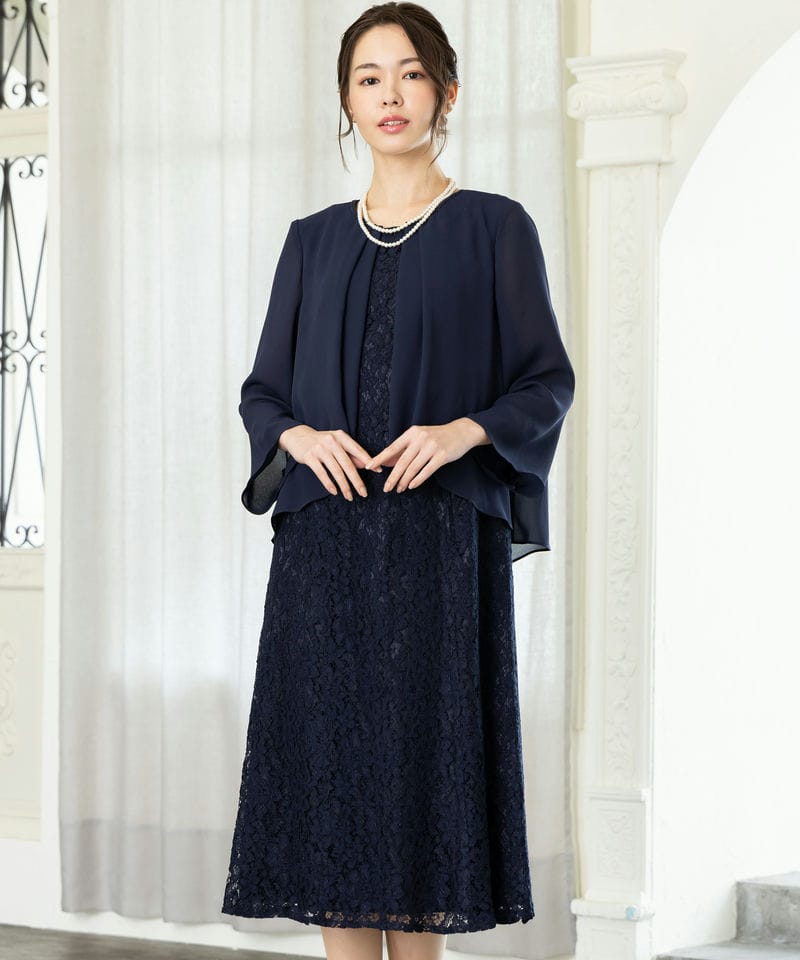 東京ソワール 【マザーズドレス】ジャガードふらしデザインドレス