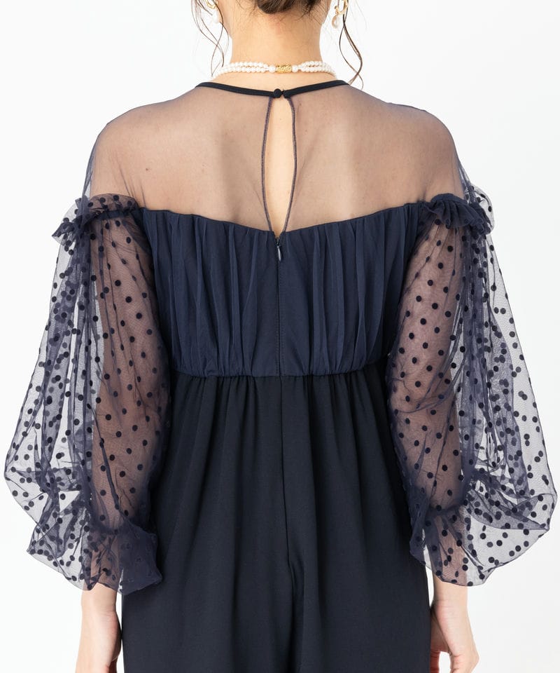 ANDRESD アンドレスド フロッキードットパンツドレス グレー系 x