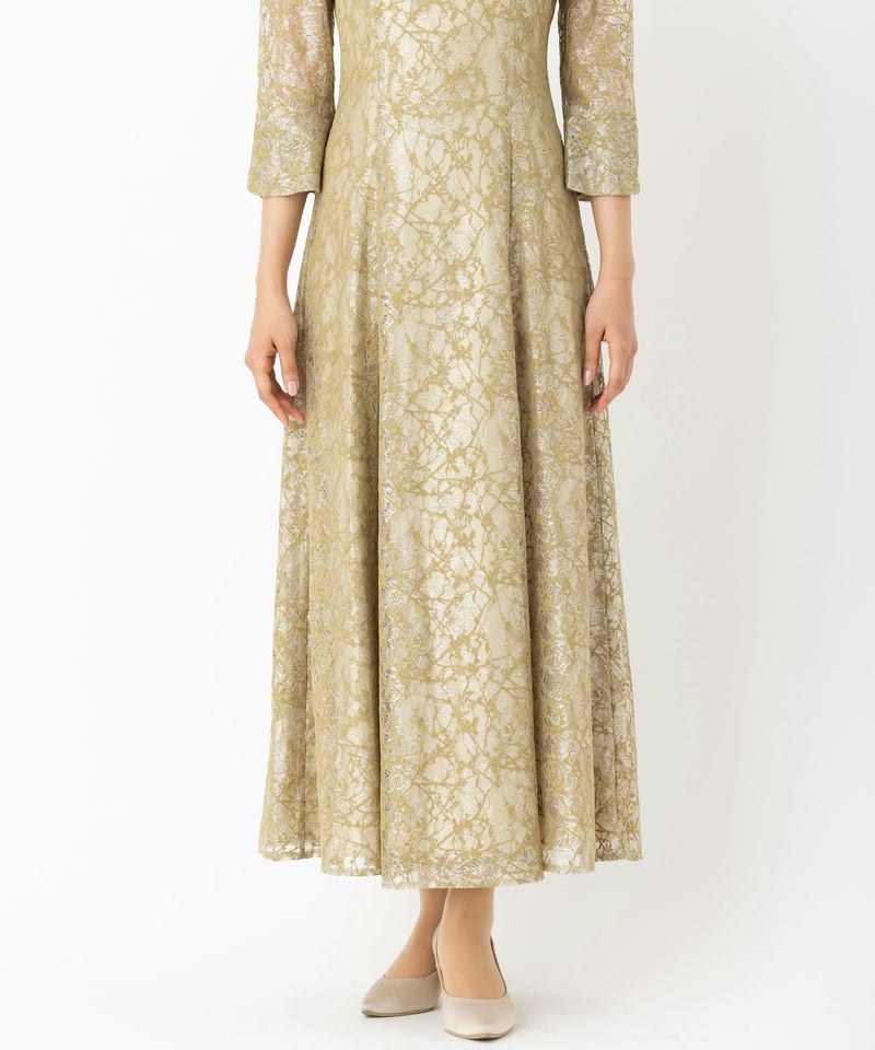 Aimer エメ ボタニカル柄レースバックシャンドレス イエロー系 | 結婚