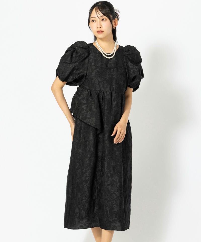 ANDRESD アンドレスド バブルスリーブジャガードドレス ブラック系
