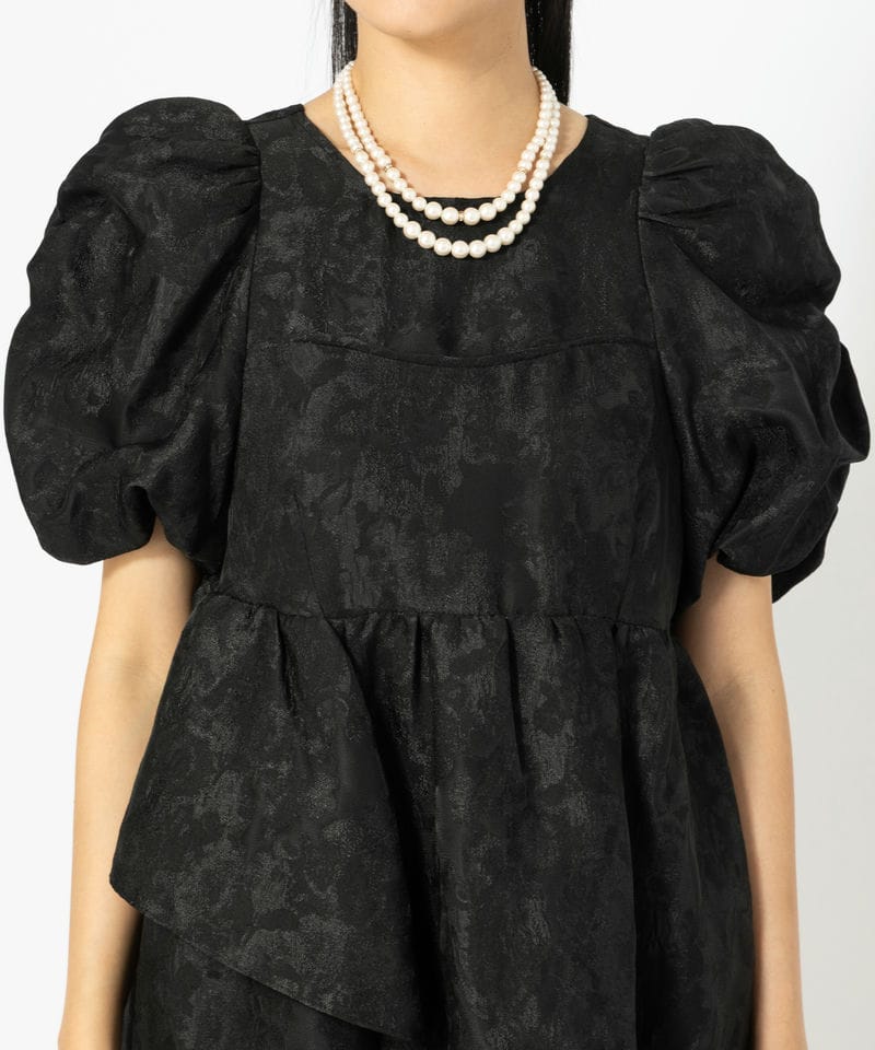 ANDRESD アンドレスド バブルスリーブジャガードドレス ブラック系