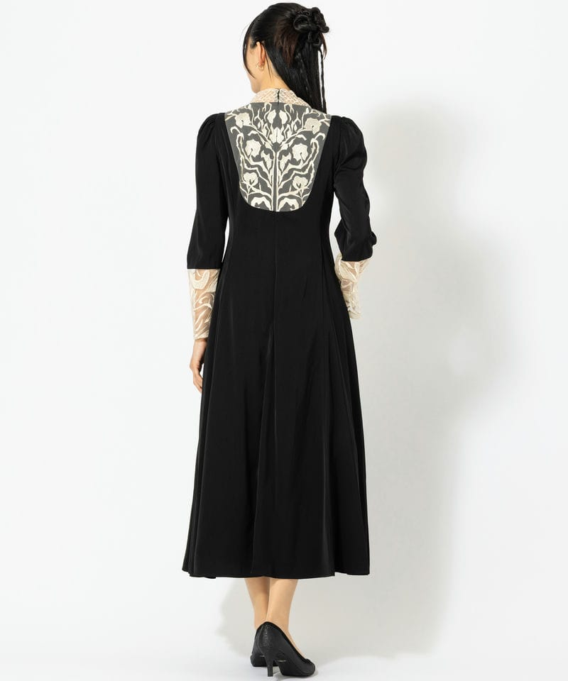etoll. エトル バック刺繍フレアドレス ブラック系 | 結婚式パーティー
