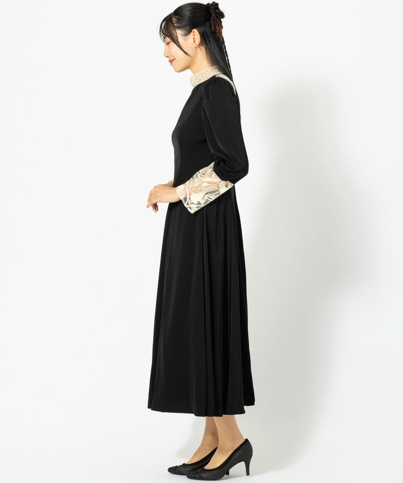 etoll. エトル バック刺繍フレアドレス ブラック系 | 結婚式パーティー