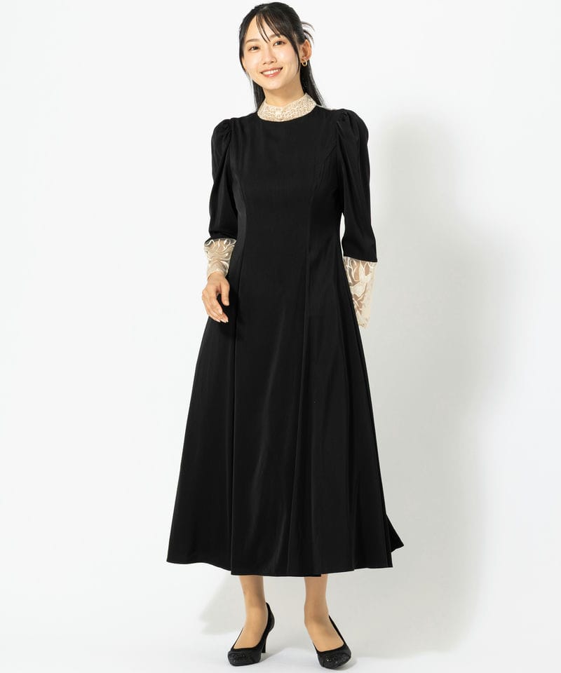 etoll. エトル バック刺繍フレアドレス ブラック系 | 結婚式パーティー