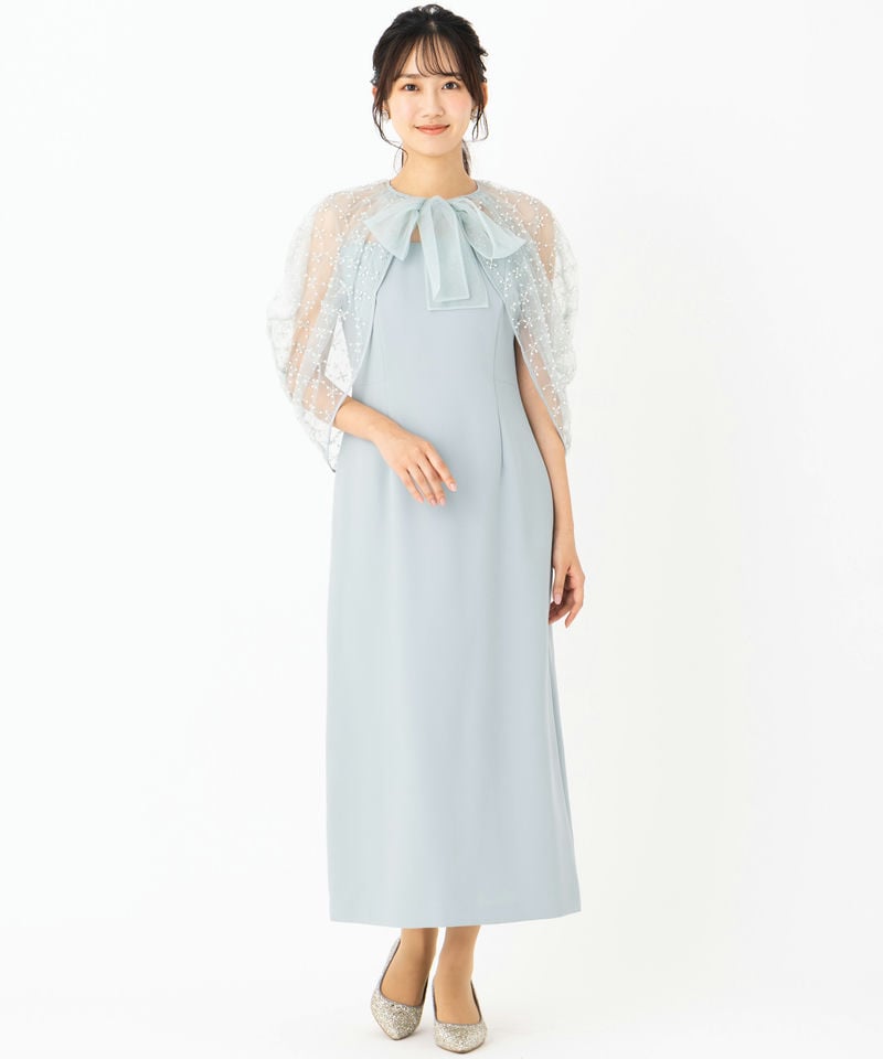 CELFORD セルフォード ビーズ刺繍ケープ付ドレス その他 x ブルー系