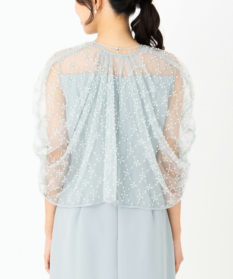 CELFORD セルフォード ビーズ刺繍ケープ付ドレス その他 x ブルー系