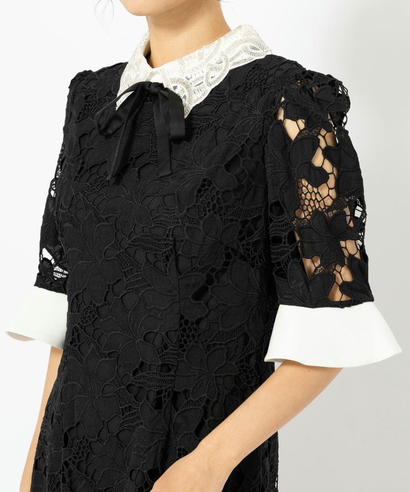 Leja レジャ パールカラーボウタイフラワーレースフィッシュテール