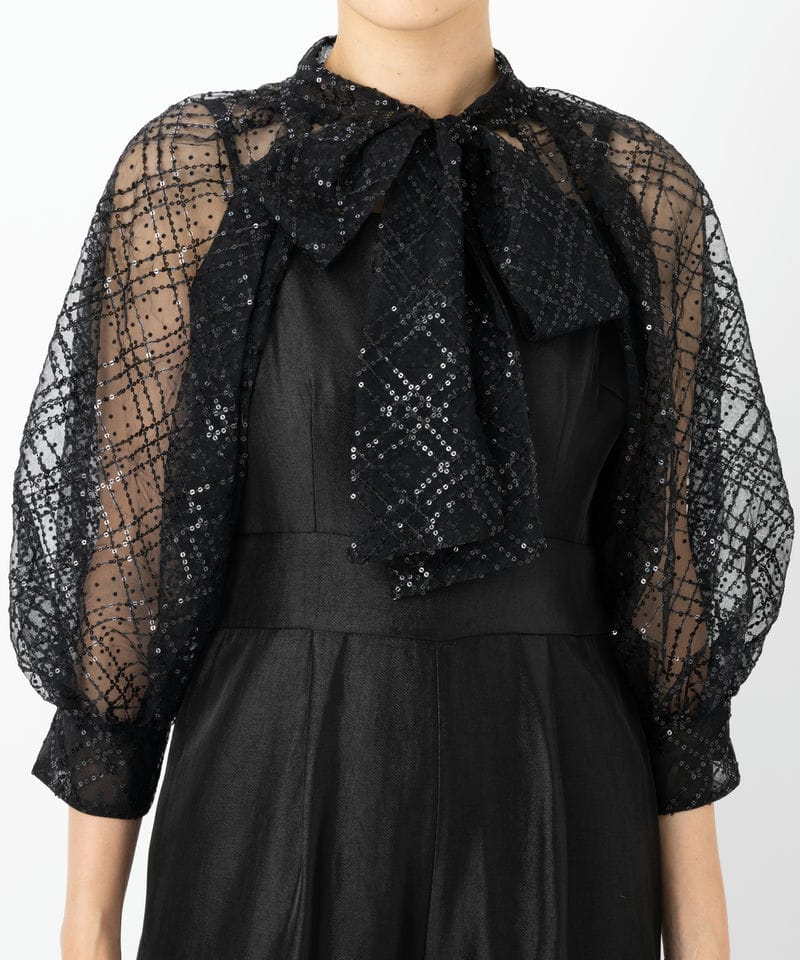 Leja レジャ ドット柄スパンコールボレロオールインワン ブラック系