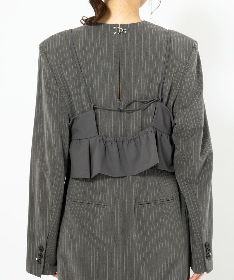 ANDRESD アンドレスド ピンストライプテーラードビスチェドレス グレー