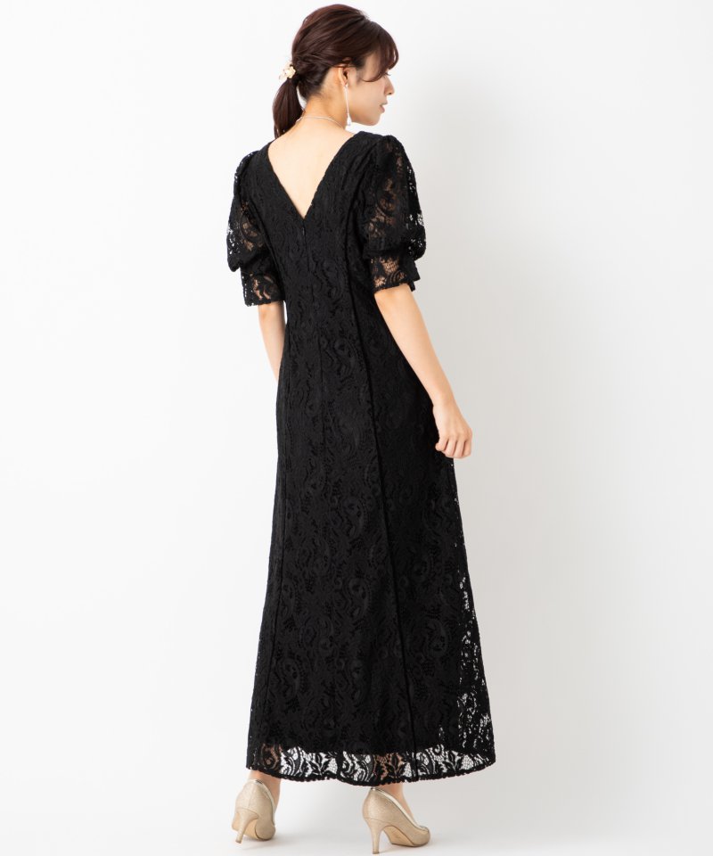 LAGUNAMOON ラグナムーン ベルスリーブレースワンピース ブラック系