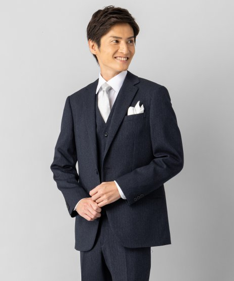 Select Shop 【7点セット】ヘリンボーン3ピーススーツセット ネイビー