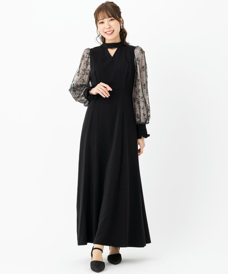 ANDRESD アンドレスド スリーブエンブロイダリードレス ブラック系