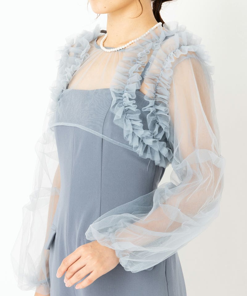 LilyBrown リリーブラウン チュールボレロセットコンビネゾン ブルー系