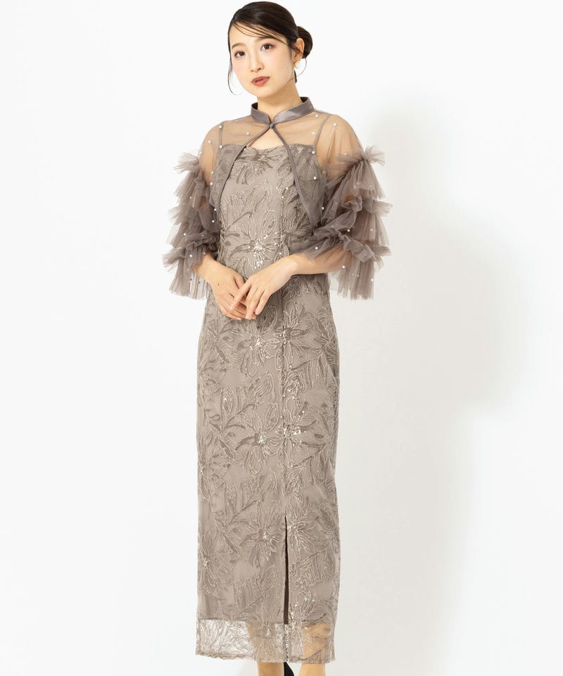 Leja レジャ パールフリルチュールボレロレイヤードIラインドレス