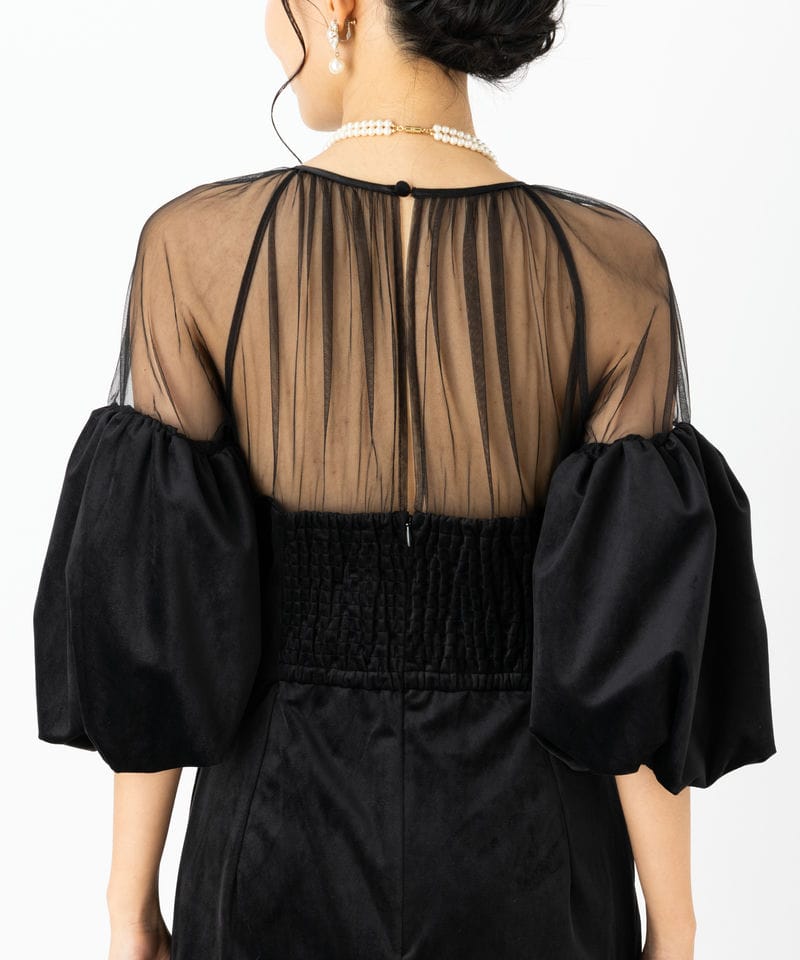 Ameri VINTAGE アメリヴィンテージ スフレスリーブベロアドレス