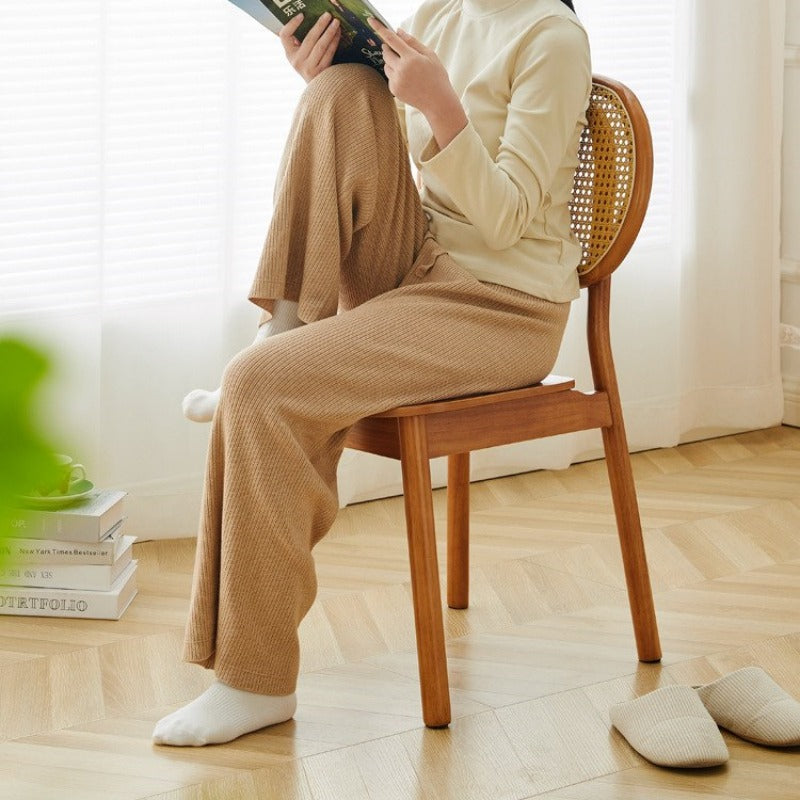 チェア ダイニングチェア 1脚 椅子 ラタン 籐編み ナチュラル 無垢材