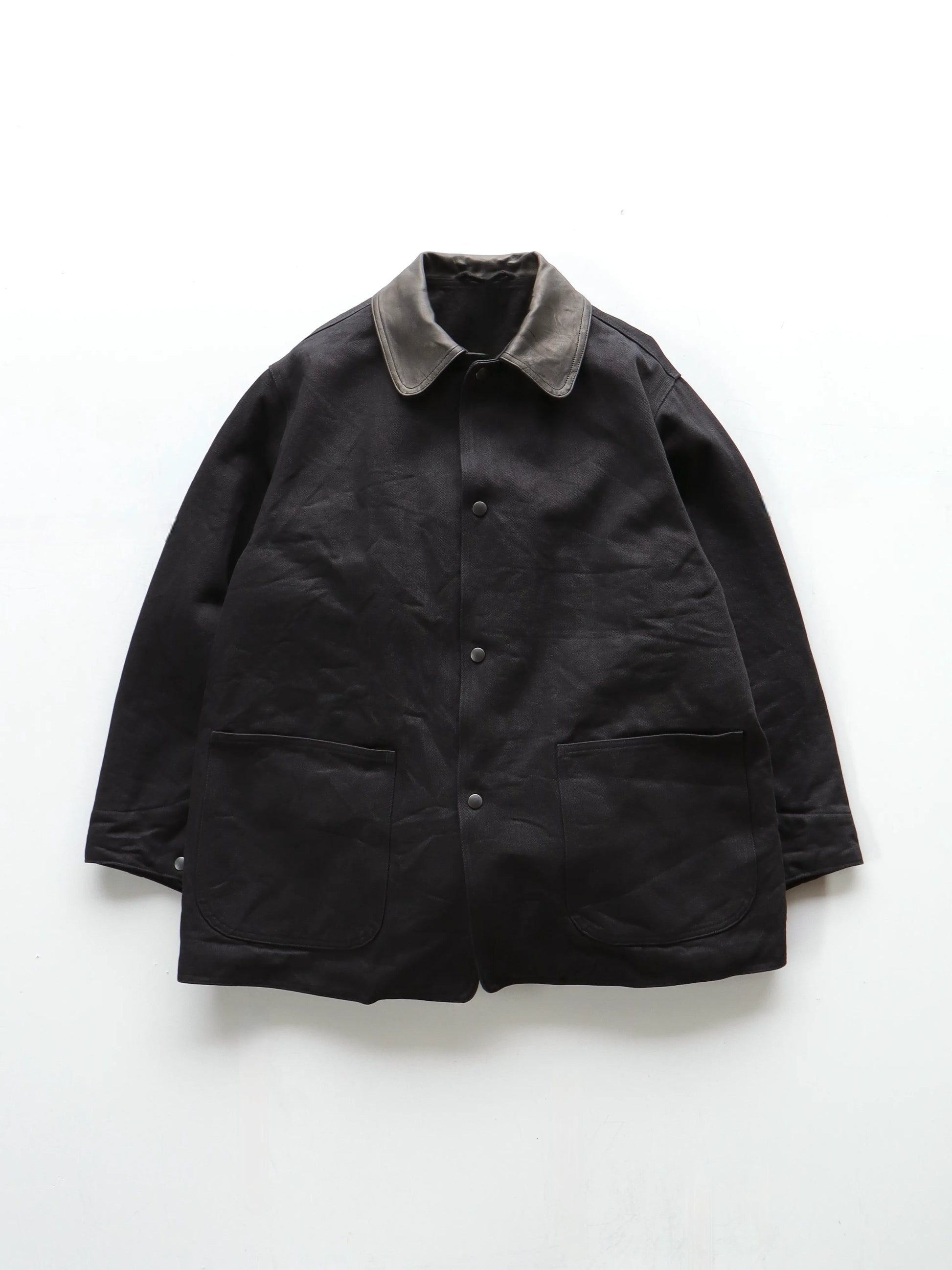 COMOLI デニム/レザー ワークジャケット BLACK | CASANOVA&CO