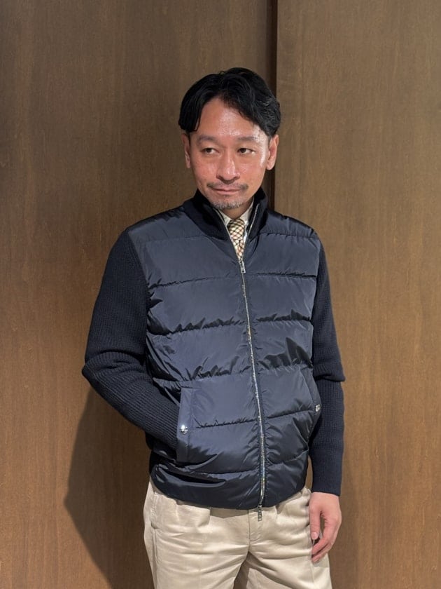 HERNO（ヘルノ）＞汎用性抜群！大人のニットブルゾンCOMBI KNIT DOWN