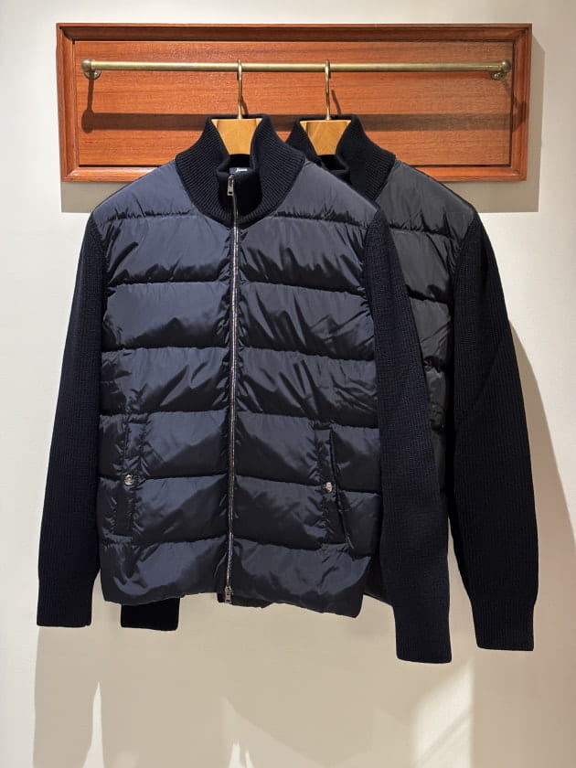 HERNO（ヘルノ）＞汎用性抜群！大人のニットブルゾンCOMBI KNIT DOWN