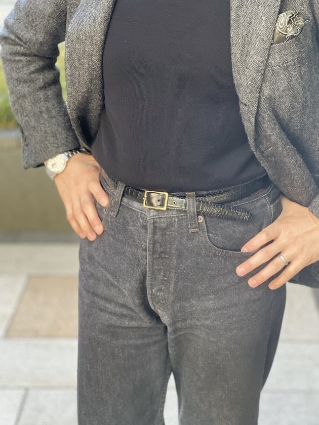 Anderson's〉この使い勝手のいいクロコスタンプレザーベルトをお試し