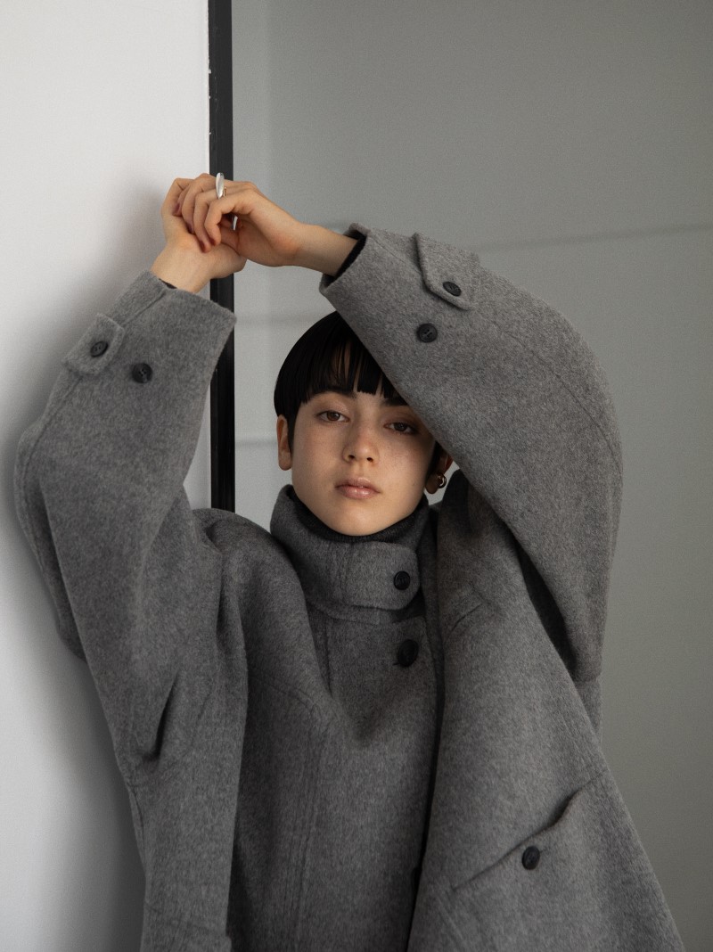 nokcha original】HAND MADE oval coat/melange gray - NOKCHA