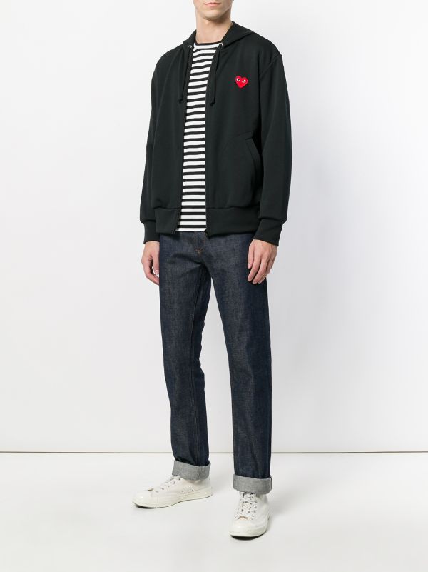 Comme Des Garçons Play heart-patch zip-up Hoodie | Black | FARFETCH