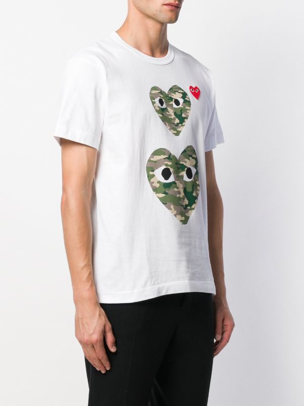 Comme Des Garçons Play Camouflage Heart T-shirt | White | FARFETCH