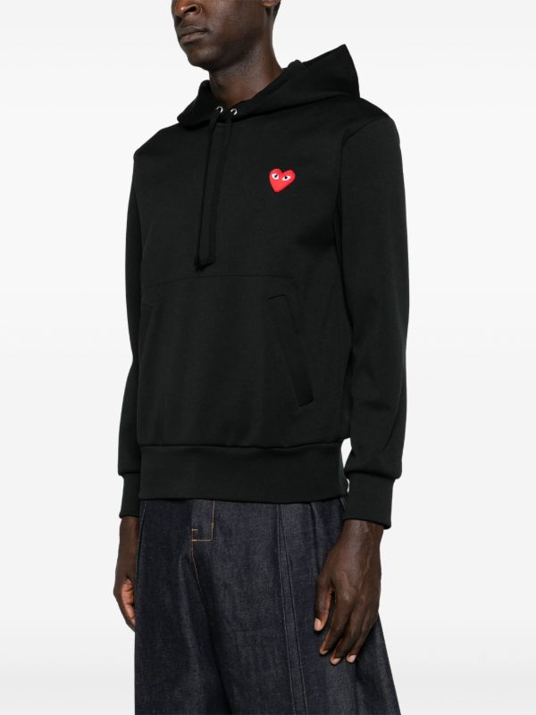 Comme Des Garçons Play heart-print Pullover Hoodie | Black | FARFETCH