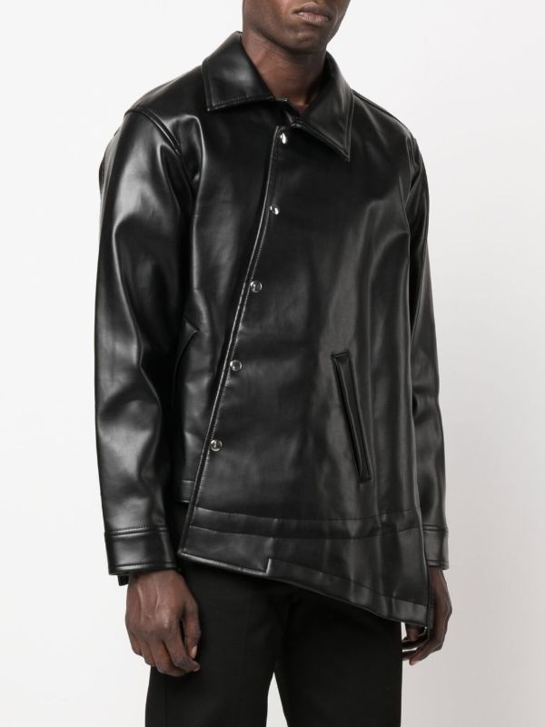 Black Comme Des Garçons asymmetric-hem Artificial Leather Jacket