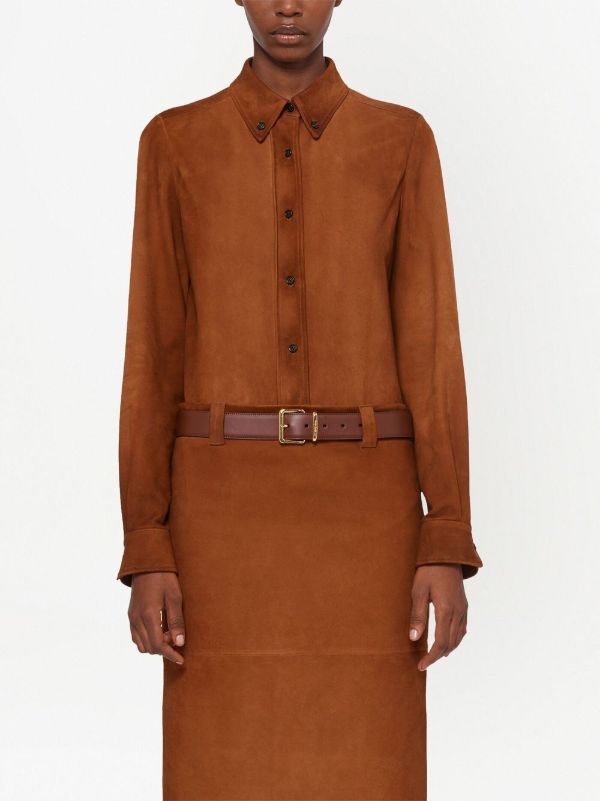 Miu Miu ミュウミュウ ロゴバックル ベルト | ブラウン | FARFETCH JP