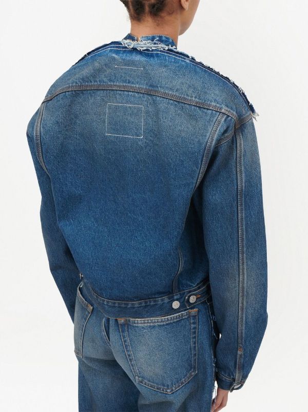 MM6 Maison Margiela ノーカラー デニムジャケット | ブルー | FARFETCH JP