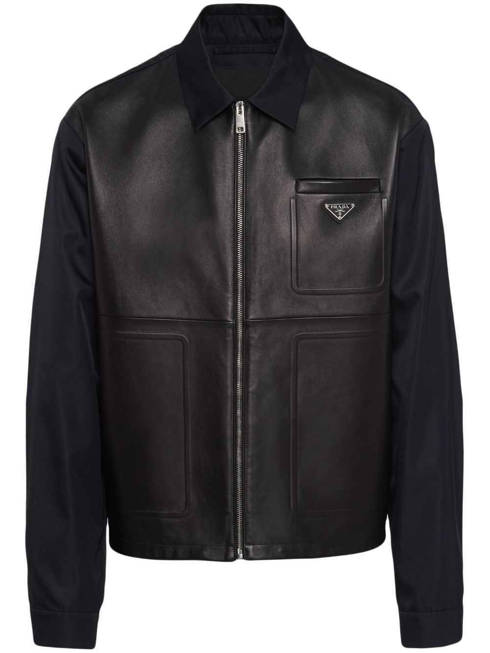Prada Re-Nylon Leather Jacket | Black | FARFETCH